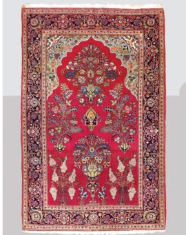 Antique Kashan Hand-Knotted Central Persian Rug