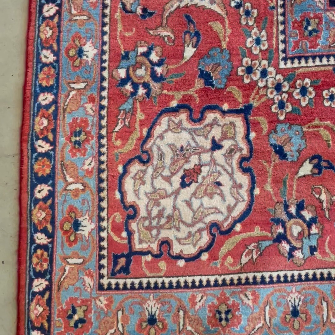 Antique Isfahan Hand-Knotted Central Persian Rug