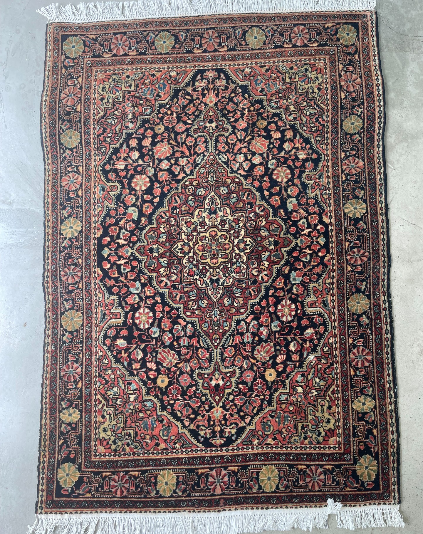 Antique Jozan Sarouk Hand-Knotted Central Persian Rug