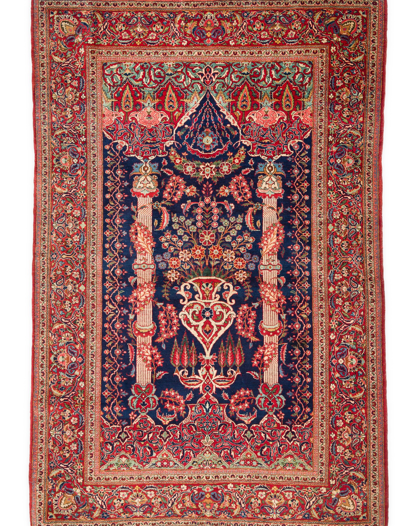 Antique Kashan Hand-Knotted Central Persian Rug
