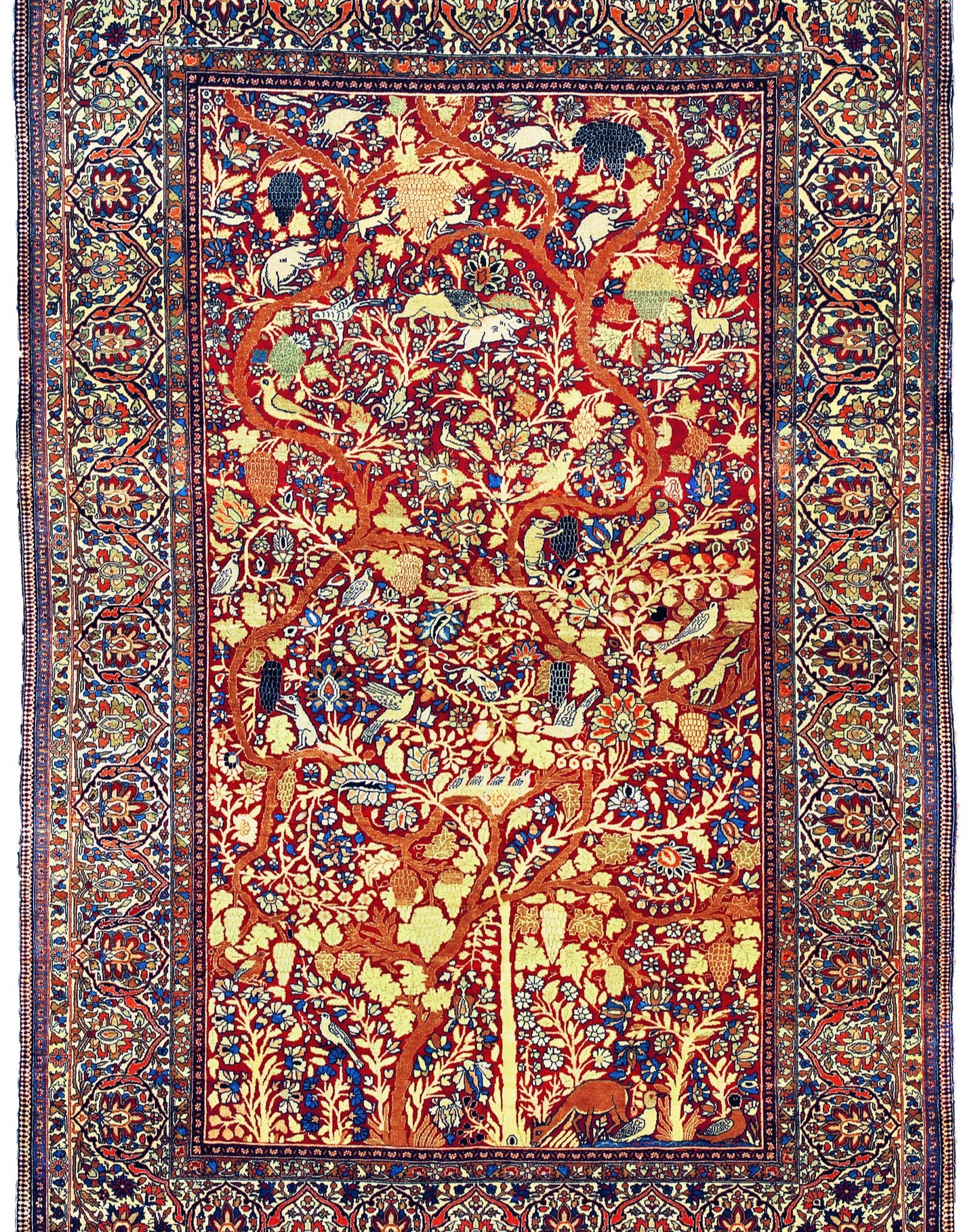 Antique Kashan Mohtashem Hand-Knotted Persian Rug