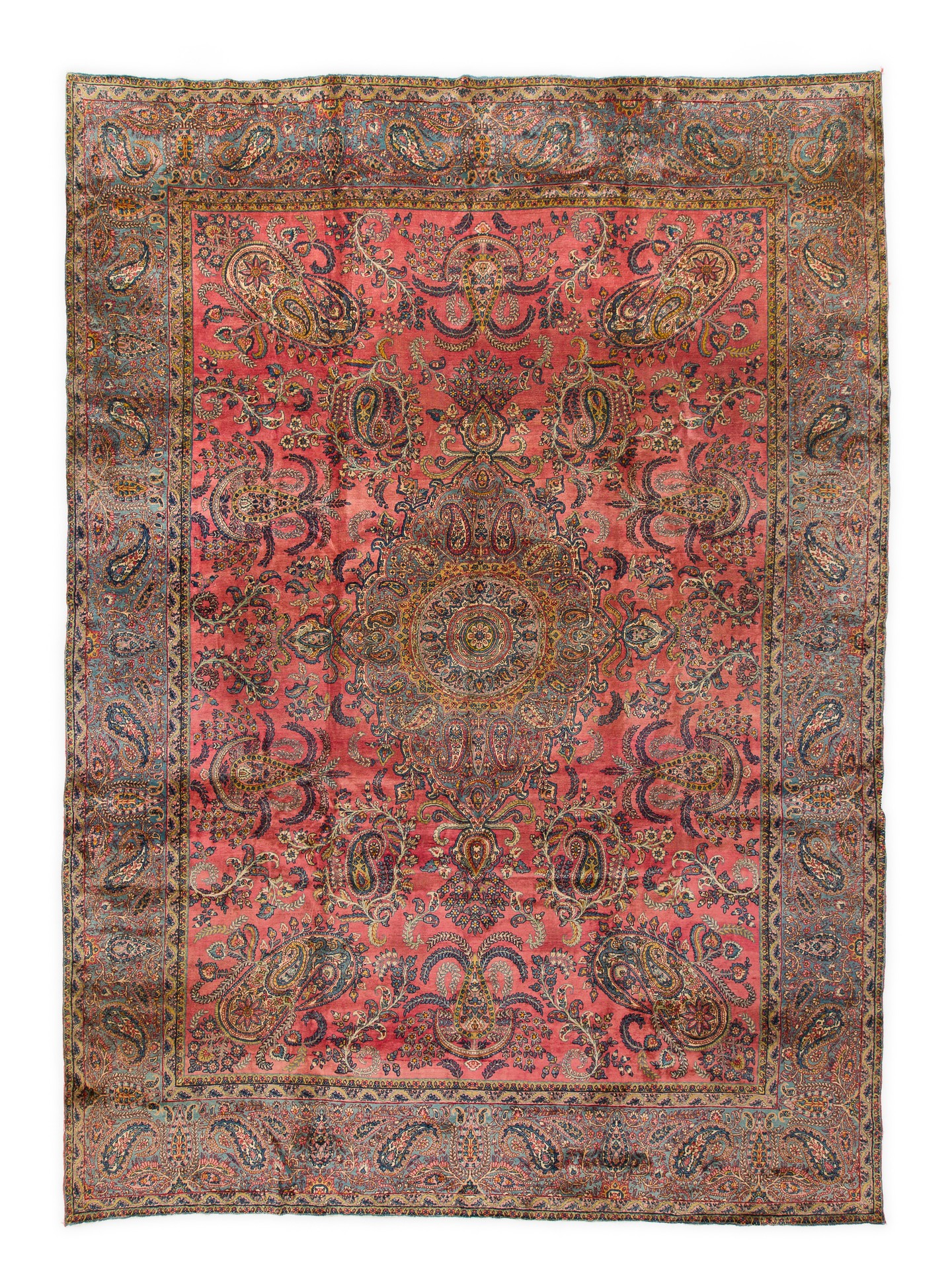 Antique Ravar Kerman Hand-Knotted Persian Rug