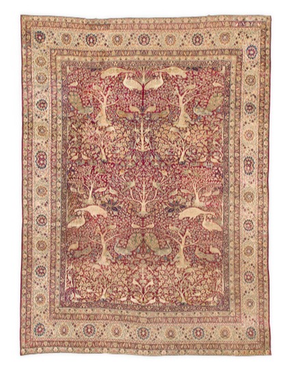 Antique Ravar Kerman Hand-Knotted South Persian Rug