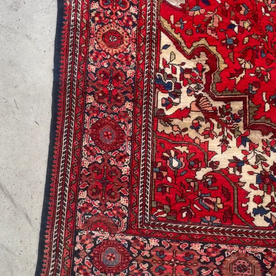 Antique Sarouk Hand-Knotted Central Persian Rug