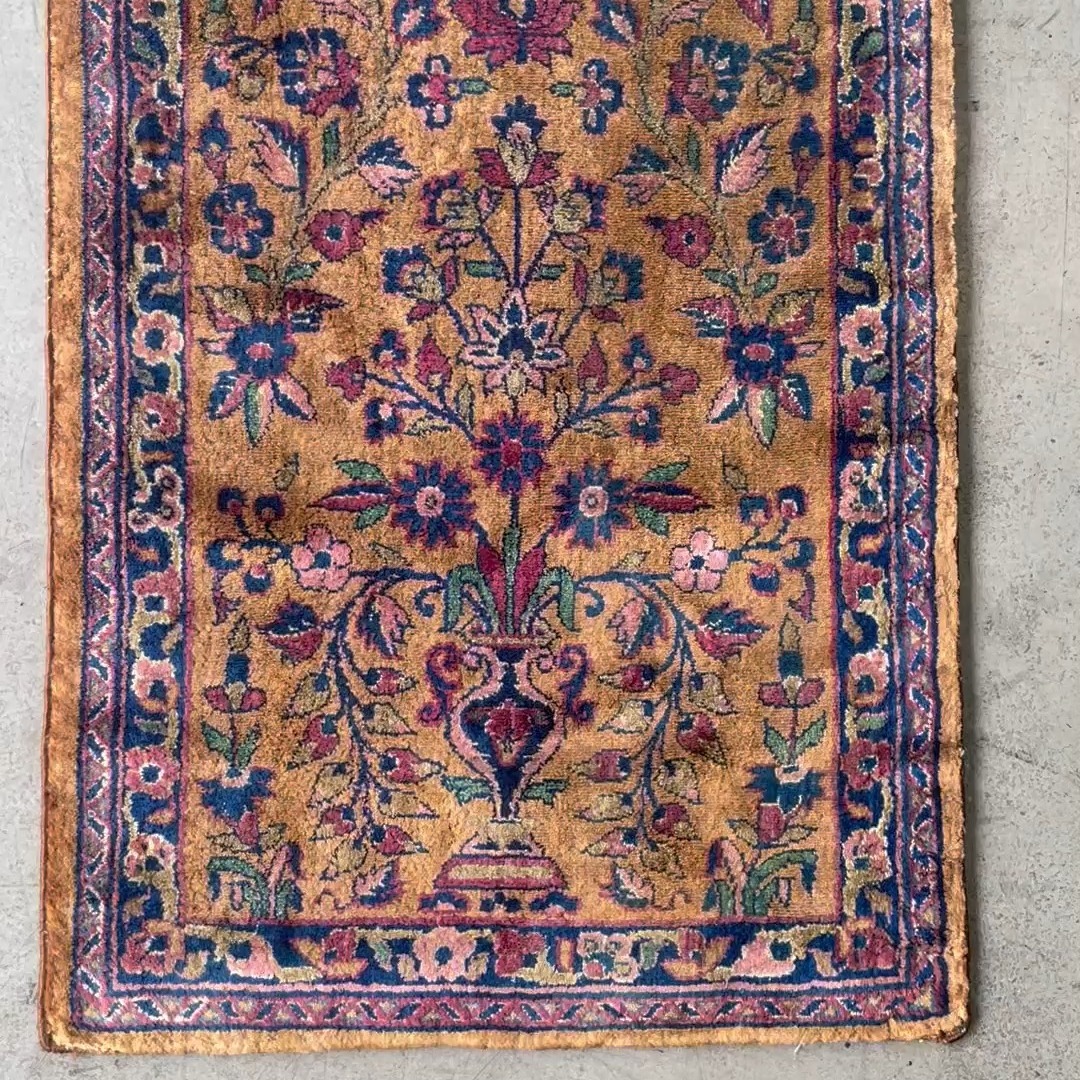 Antique Silk Kashan Hand-Knotted Persian Rug