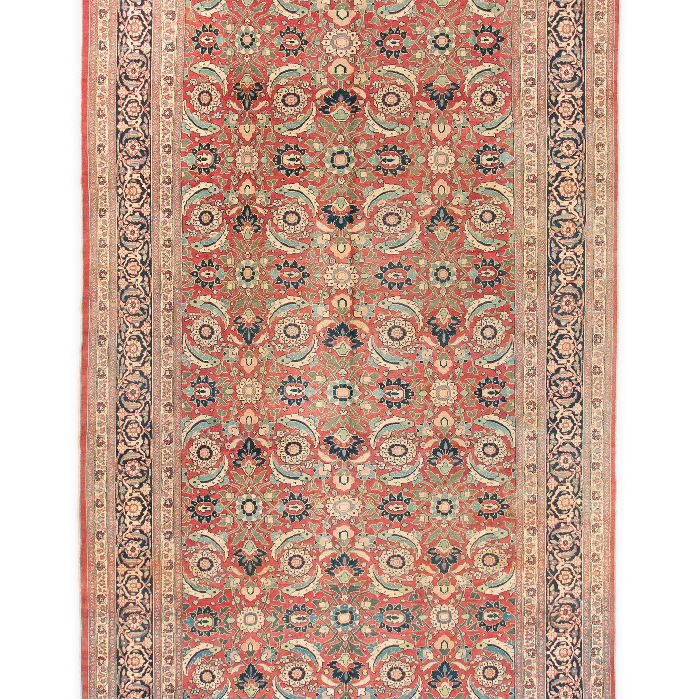Antique Tabriz Hand-Knotted Persian Rug