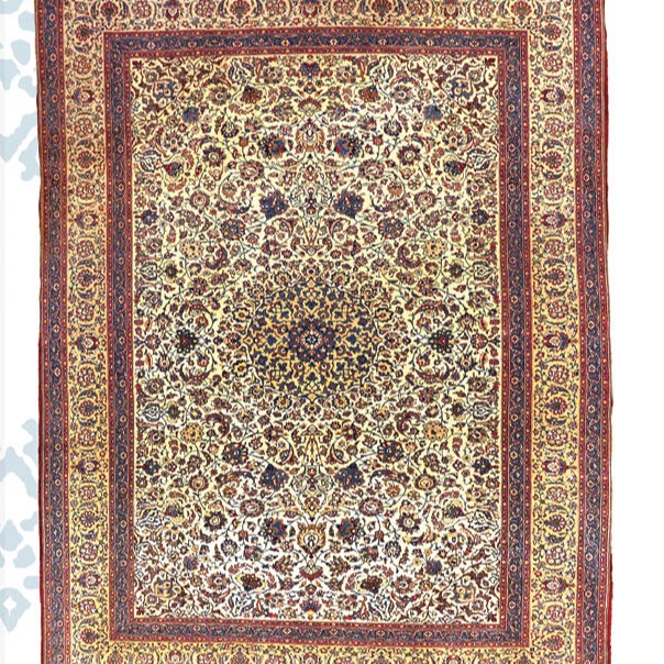 Antique Toudeshk Nain Hand-Knotted Persian Rug