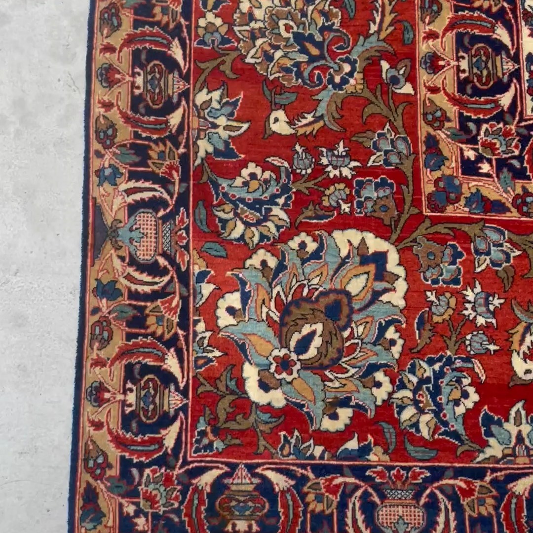 Antique Very Fine Isfahan Hand-Knotted Central Persian Rug